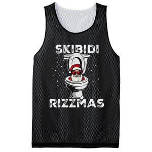 Rizzmas Funny Toilet Santa White Elephant Christmas Mesh Reversible Basketball Jersey Tank