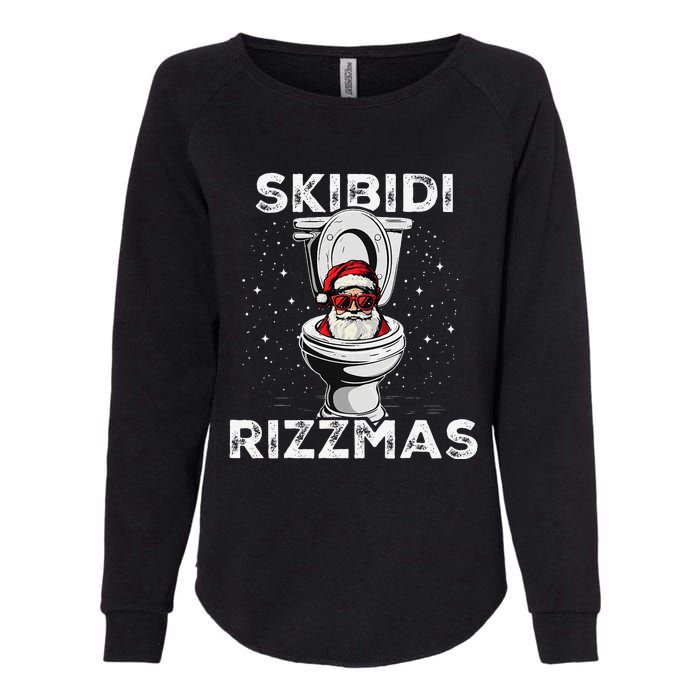 Rizzmas Funny Toilet Santa White Elephant Christmas Womens California Wash Sweatshirt