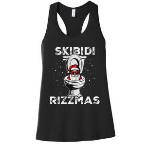 Rizzmas Funny Toilet Santa White Elephant Christmas Women's Racerback Tank