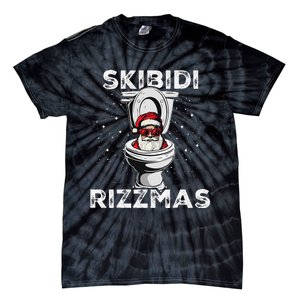 Rizzmas Funny Toilet Santa White Elephant Christmas Tie-Dye T-Shirt