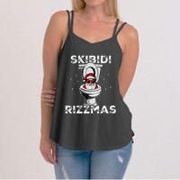 Rizzmas Funny Toilet Santa White Elephant Christmas Women's Strappy Tank