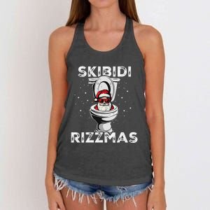 Rizzmas Funny Toilet Santa White Elephant Christmas Women's Knotted Racerback Tank