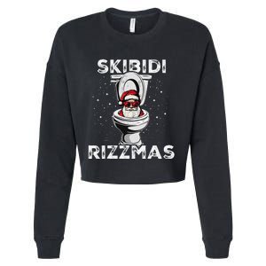 Rizzmas Funny Toilet Santa White Elephant Christmas Cropped Pullover Crew