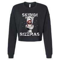 Rizzmas Funny Toilet Santa White Elephant Christmas Cropped Pullover Crew