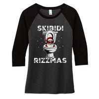 Rizzmas Funny Toilet Santa White Elephant Christmas Women's Tri-Blend 3/4-Sleeve Raglan Shirt