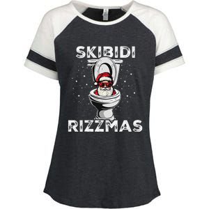 Rizzmas Funny Toilet Santa White Elephant Christmas Enza Ladies Jersey Colorblock Tee