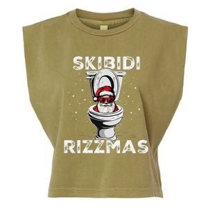 Rizzmas Funny Toilet Santa White Elephant Christmas Garment-Dyed Women's Muscle Tee