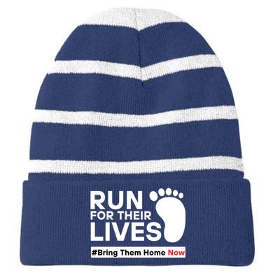 Run For Their Lives Bring Them Home Now Striped Beanie with Solid Band