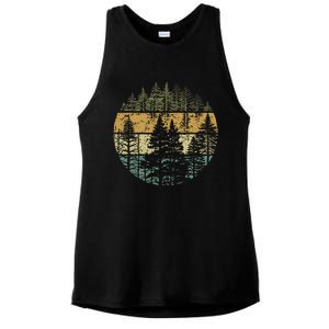 Retro Forest Trees Outdoors Nature Ladies PosiCharge Tri-Blend Wicking Tank