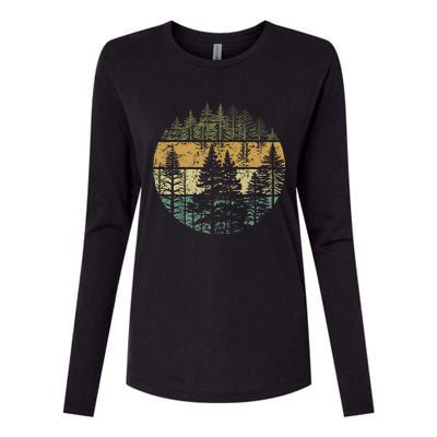 Retro Forest Trees Outdoors Nature Womens Cotton Relaxed Long Sleeve T-Shirt