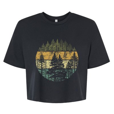 Retro Forest Trees Outdoors Nature Bella+Canvas Jersey Crop Tee