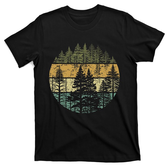 Retro Forest Trees Outdoors Nature T-Shirt