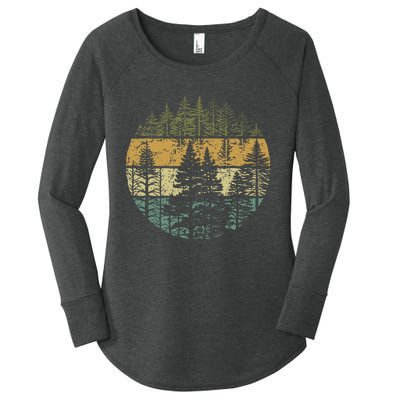 Retro Forest Trees Outdoors Nature Women's Perfect Tri Tunic Long Sleeve Shirt