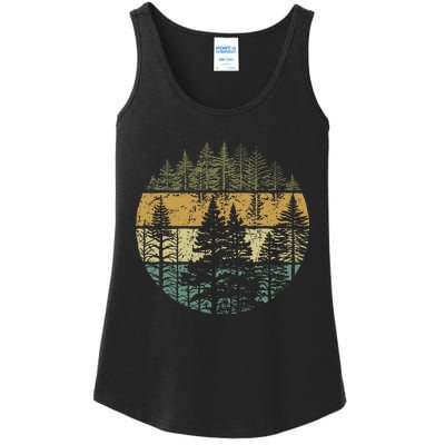 Retro Forest Trees Outdoors Nature Ladies Essential Tank