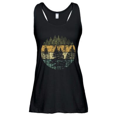 Retro Forest Trees Outdoors Nature Ladies Essential Flowy Tank