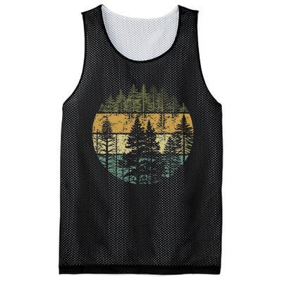 Retro Forest Trees Outdoors Nature Mesh Reversible Basketball Jersey Tank