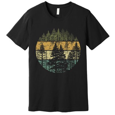 Retro Forest Trees Outdoors Nature Premium T-Shirt