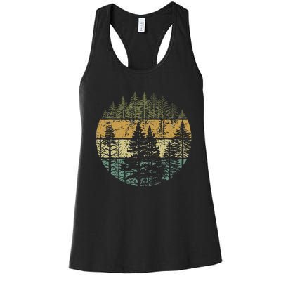 Retro Forest Trees Outdoors Nature Women's Racerback Tank