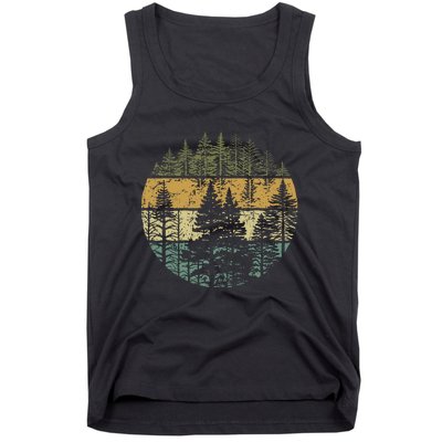 Retro Forest Trees Outdoors Nature Tank Top