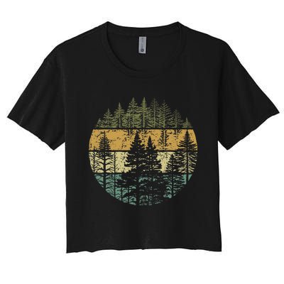 Retro Forest Trees Outdoors Nature Women's Crop Top Tee