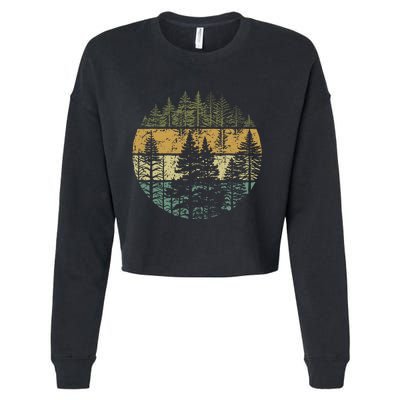 Retro Forest Trees Outdoors Nature Cropped Pullover Crew