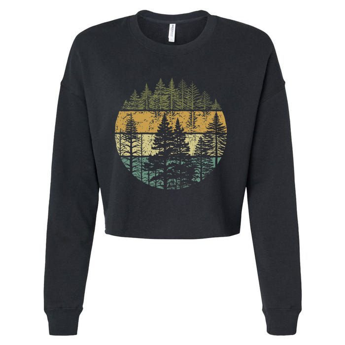 Retro Forest Trees Outdoors Nature Cropped Pullover Crew