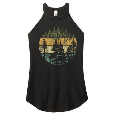 Retro Forest Trees Outdoors Nature Women's Perfect Tri Rocker Tank