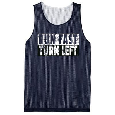 Run Fast Turn Left Funny Track Racing Joke Mesh Reversible Basketball Jersey Tank