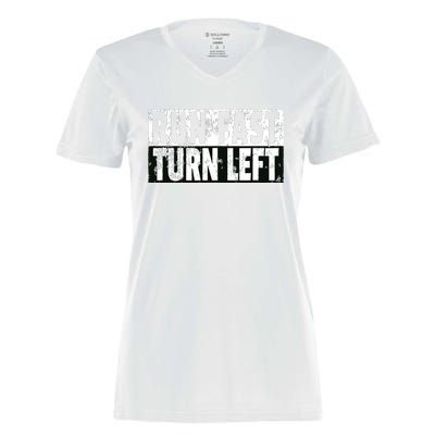 Run Fast Turn Left Funny Track Racing Joke Women's Momentum V-Neck T-Shirt