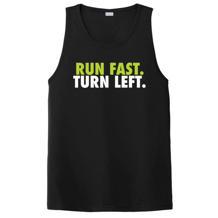 Run Fast Turn Left Funny Track Runner Motivational Fitness PosiCharge Competitor Tank