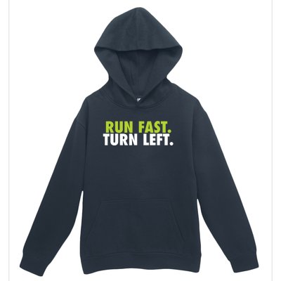 Run Fast Turn Left Funny Track Runner Motivational Fitness Urban Pullover Hoodie