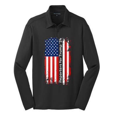 Reporters For Trump Funny Election 2024 Reporter Reporting Silk Touch Performance Long Sleeve Polo