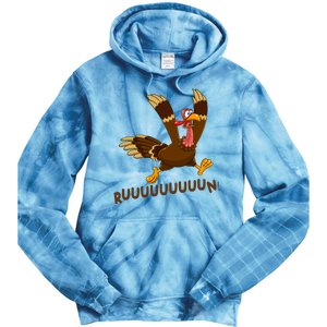 Run Funny Thanksgiving Turkey Tie Dye Hoodie