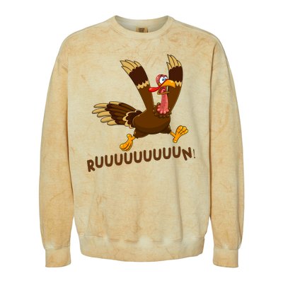 Run Funny Thanksgiving Turkey Colorblast Crewneck Sweatshirt