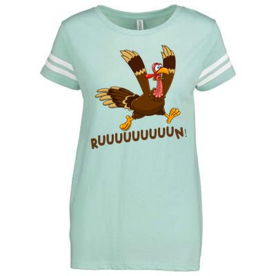 Run Funny Thanksgiving Turkey Enza Ladies Jersey Football T-Shirt