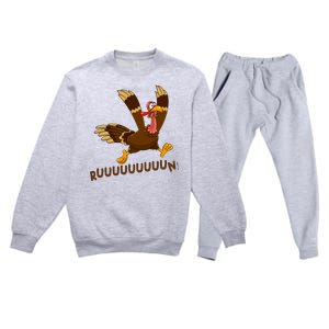 Run Funny Thanksgiving Turkey Premium Crewneck Sweatsuit Set