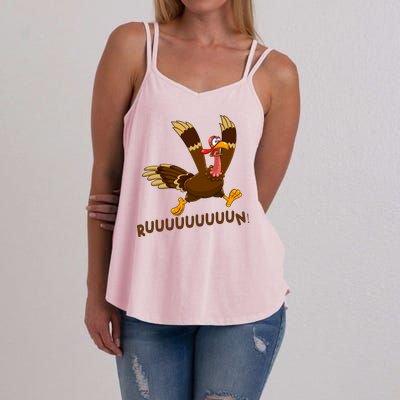 Run Funny Thanksgiving Turkey Women's Strappy Tank