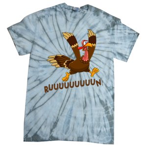 Run Funny Thanksgiving Turkey Tie-Dye T-Shirt