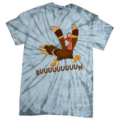 Run Funny Thanksgiving Turkey Tie-Dye T-Shirt