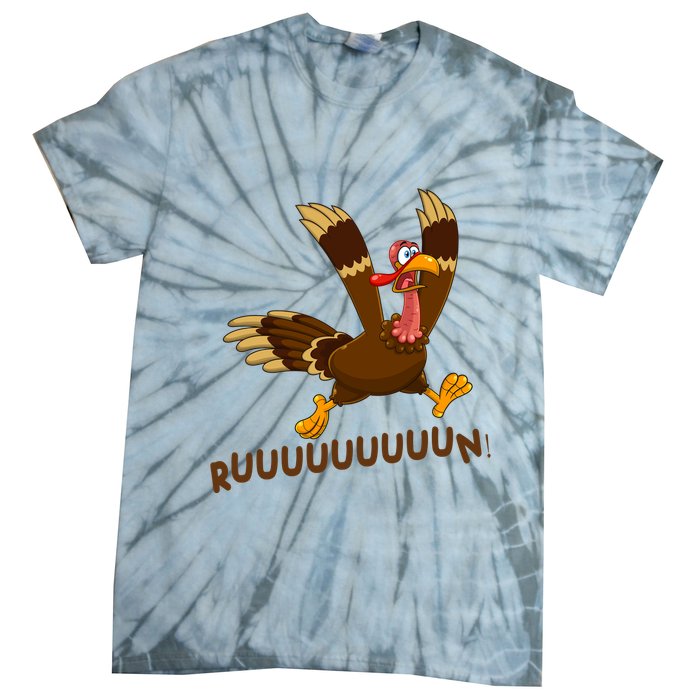 Run Funny Thanksgiving Turkey Tie-Dye T-Shirt