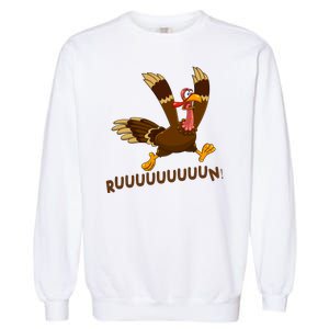 Run Funny Thanksgiving Turkey Garment-Dyed Sweatshirt