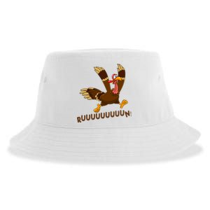 Run Funny Thanksgiving Turkey Sustainable Bucket Hat