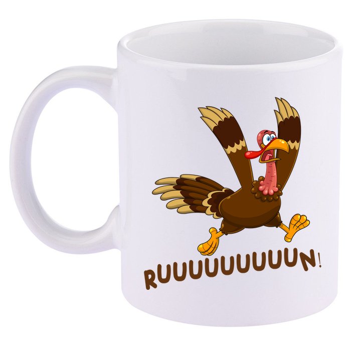 Run Funny Thanksgiving Turkey 11oz C Handle Ceramic Mug