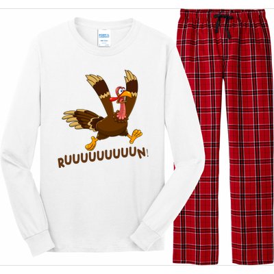 Run Funny Thanksgiving Turkey Long Sleeve Pajama Set