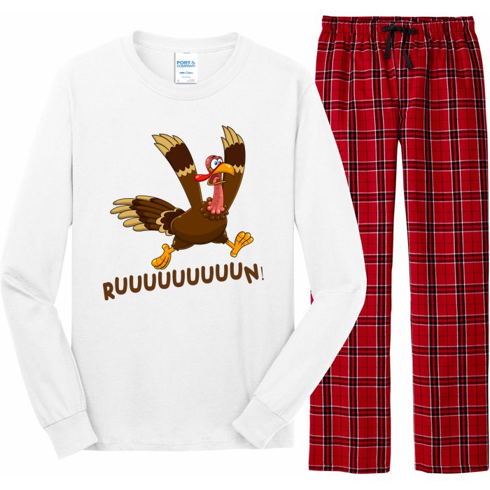 Run Funny Thanksgiving Turkey Long Sleeve Pajama Set