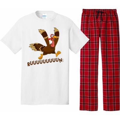 Run Funny Thanksgiving Turkey Pajama Set