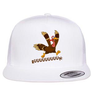 Run Funny Thanksgiving Turkey Flat Bill Trucker Hat