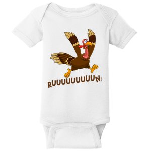 Run Funny Thanksgiving Turkey Baby Bodysuit