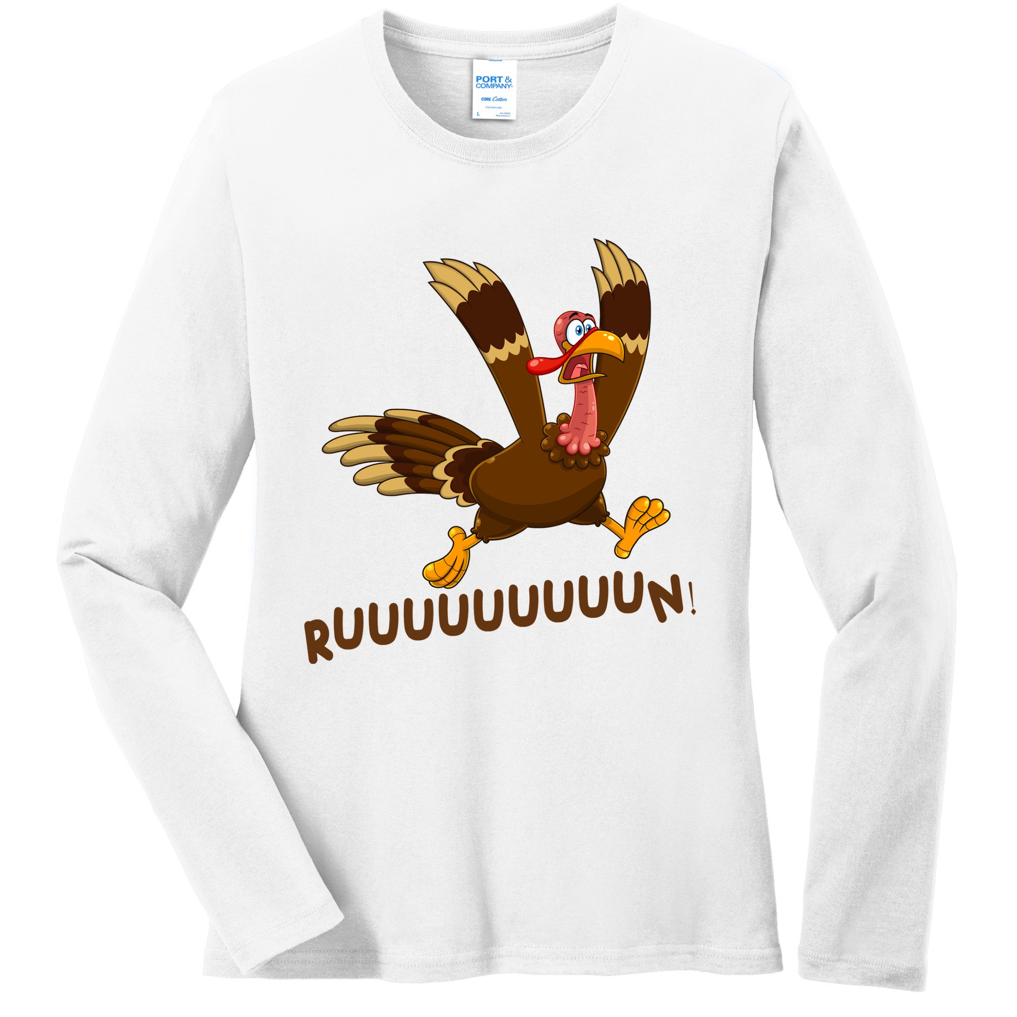 Run Funny Thanksgiving Turkey Ladies Long Sleeve Shirt