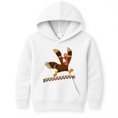 Run Funny Thanksgiving Turkey Kids Hoodie